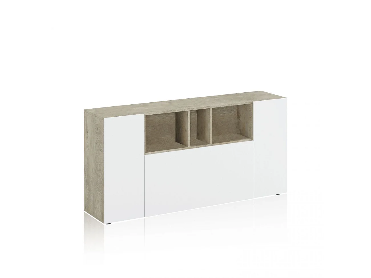 Buffet 3 Portes dont 1 battante et 3 Niches Tamiko - L150 cm