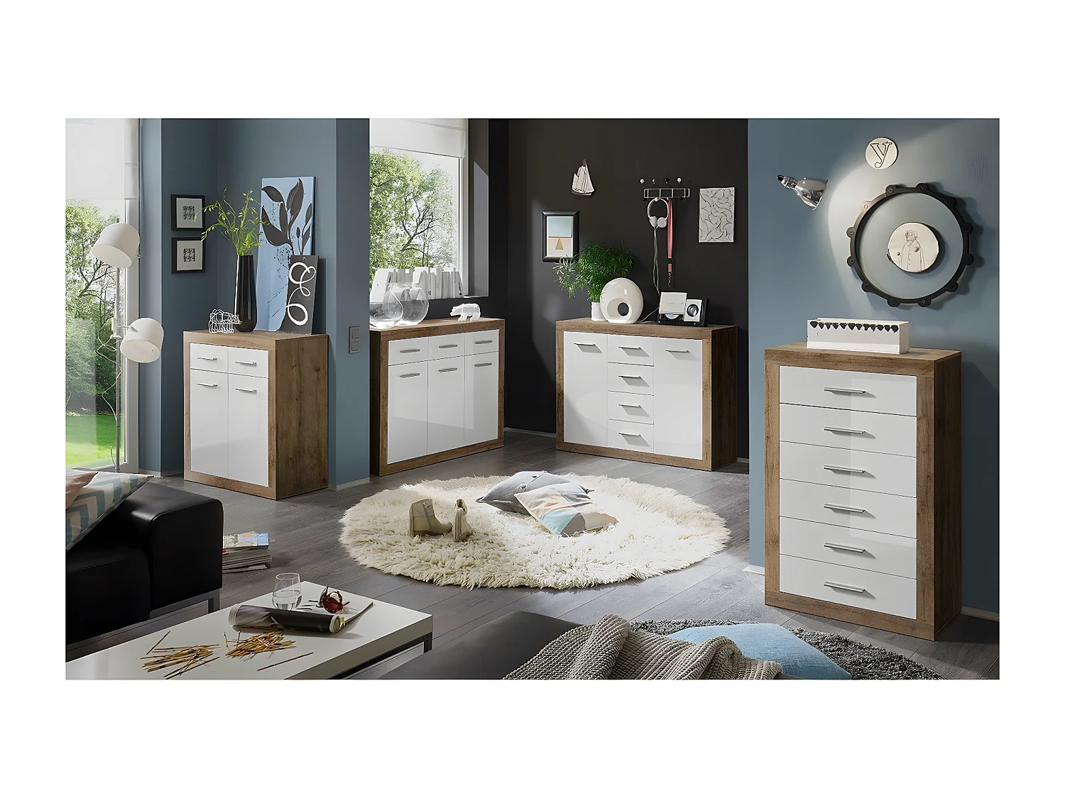 Buffet 3 portes 4 tiroirs L152cm - IBIZA