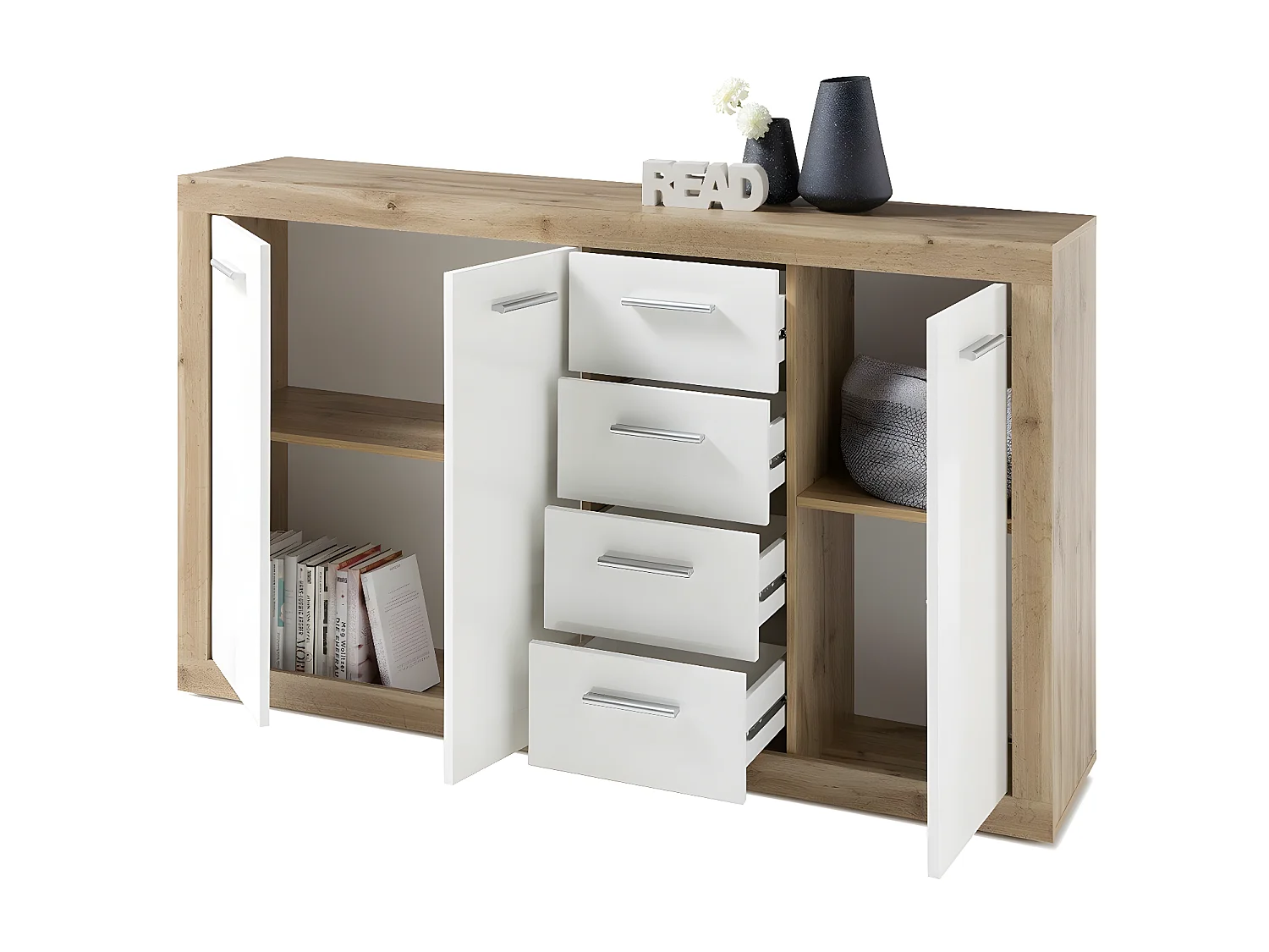 Buffet 3 portes 4 tiroirs L152cm - IBIZA