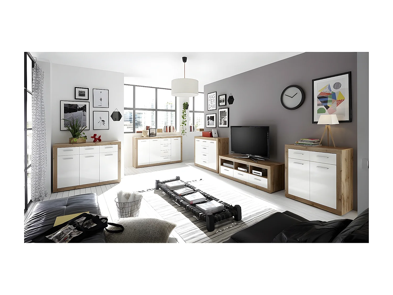 Buffet 3 portes 4 tiroirs L152cm - IBIZA