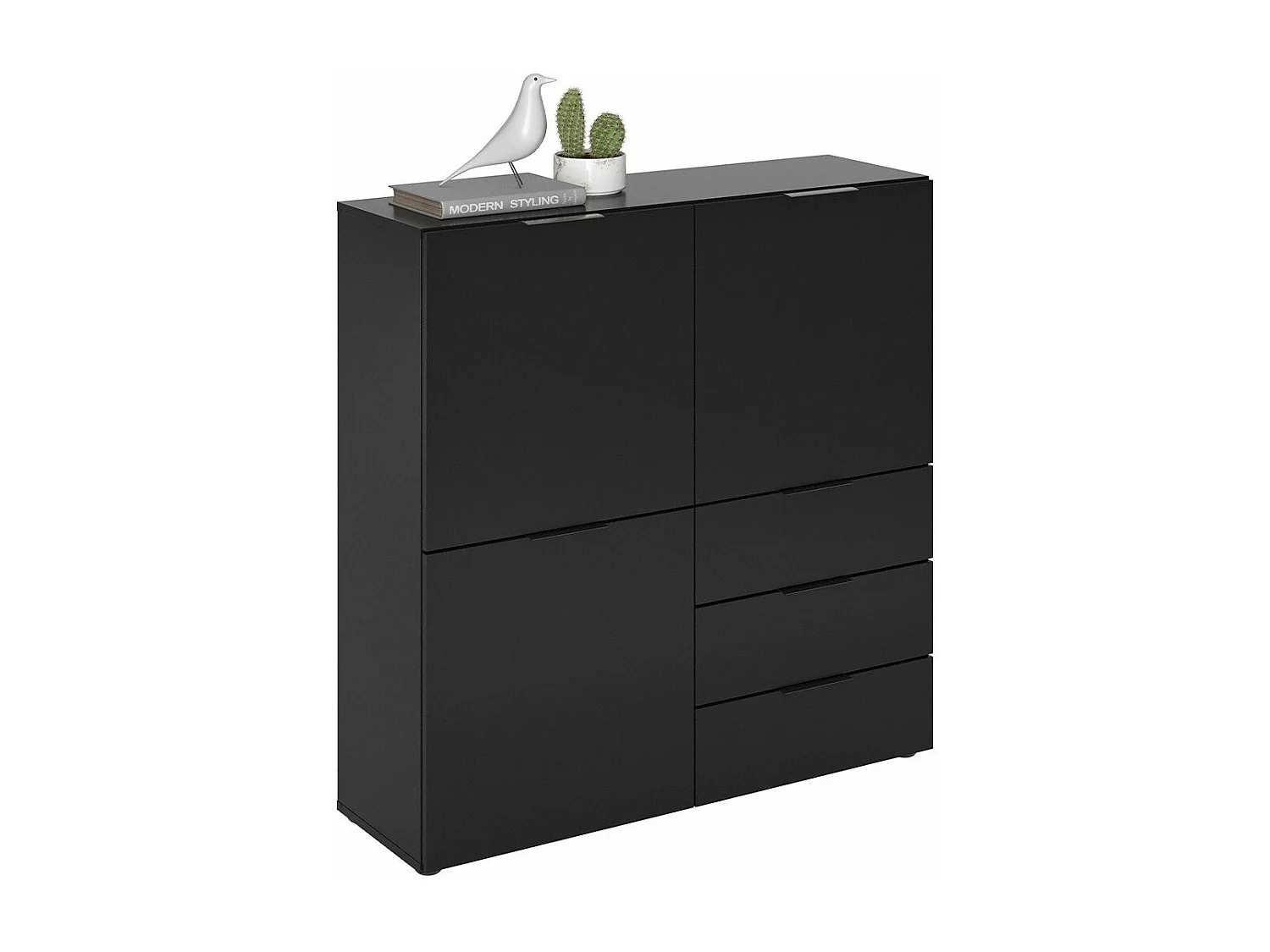 Buffet 3 Portes 3 Tiroirs Noir L99 cm - Dark
