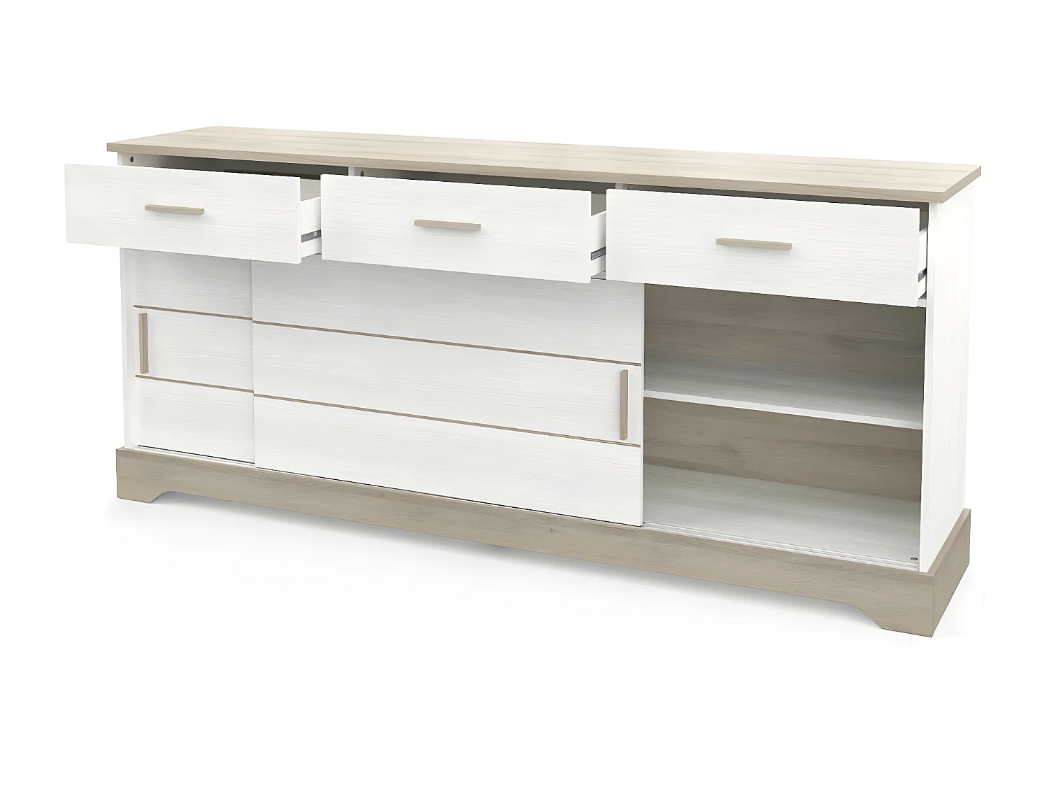 Buffet 2 Schiebetüren 3 Schubladen L200 cm - Cottage