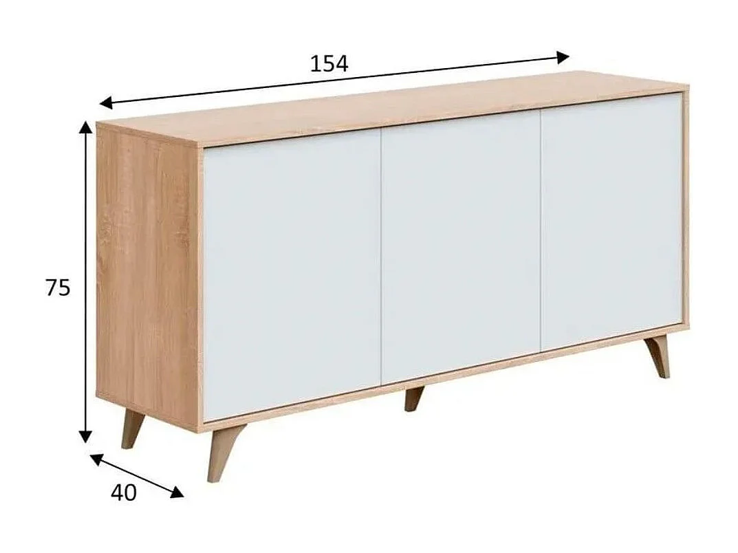 Sideboard 3 Türen mit 3 Regalen Kikua Plus - L154cm