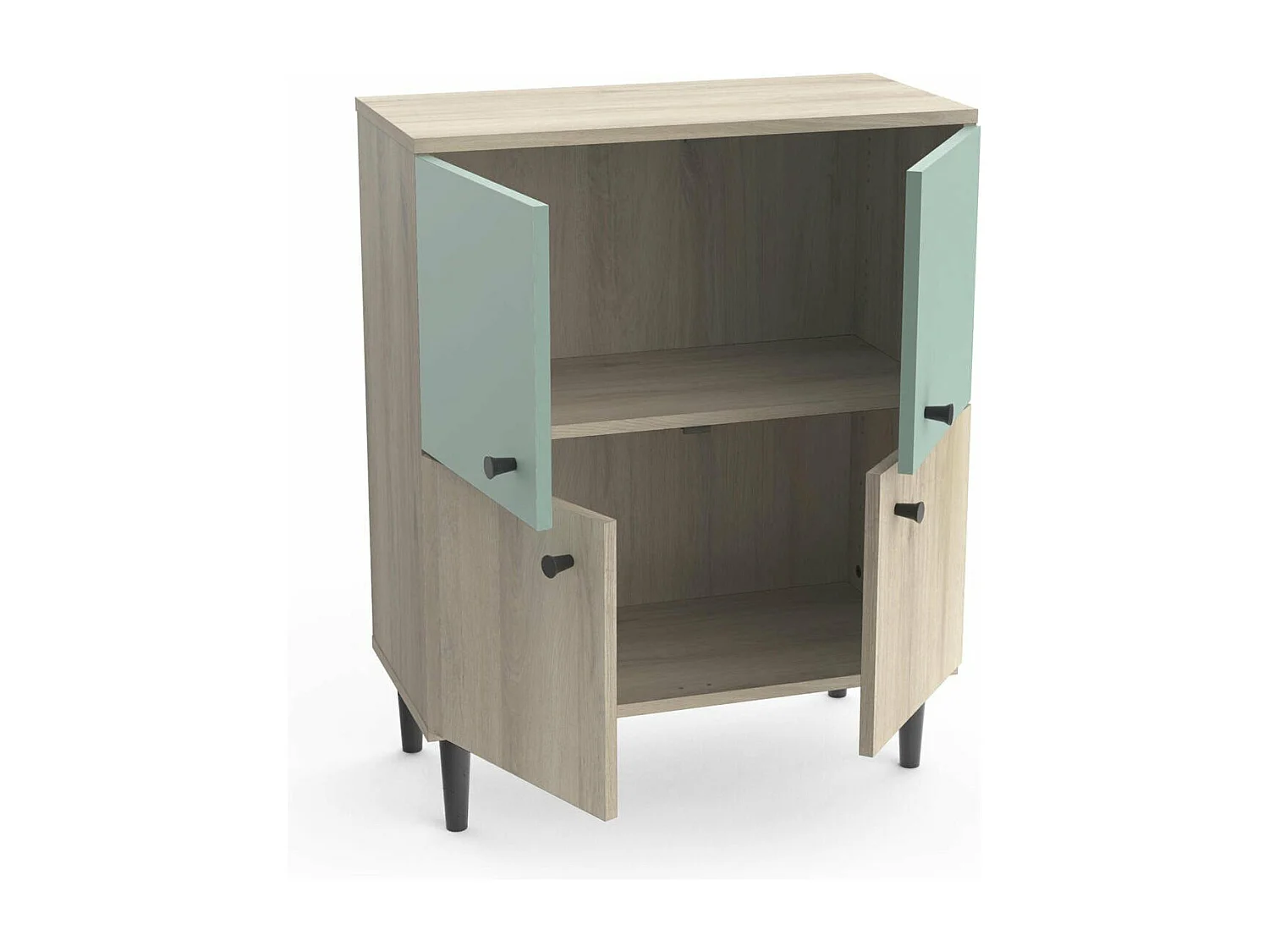 Petit Buffet 4 Portes Effet Bois L61cm - ARTY