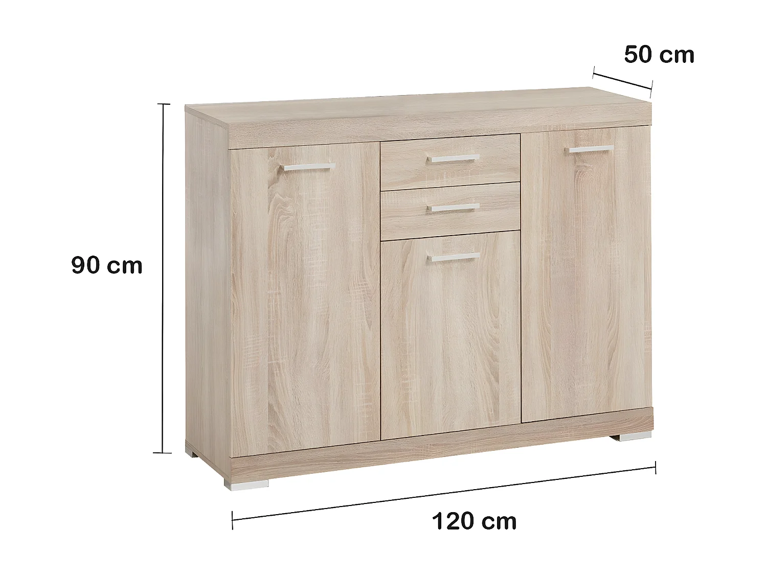 Buffet avec 3 Portes et 2 Tiroirs L120cm - Bristol