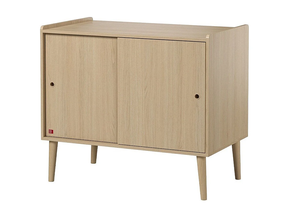 Buffet 2 Portes Coulissantes Décor Chêne  L100 cm - Retro