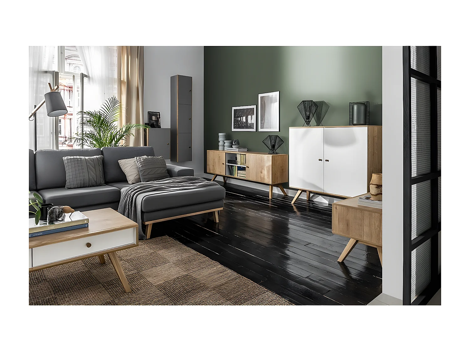 Dressoir met 2 deuren en 6 legplanken B120 cm - NATURE