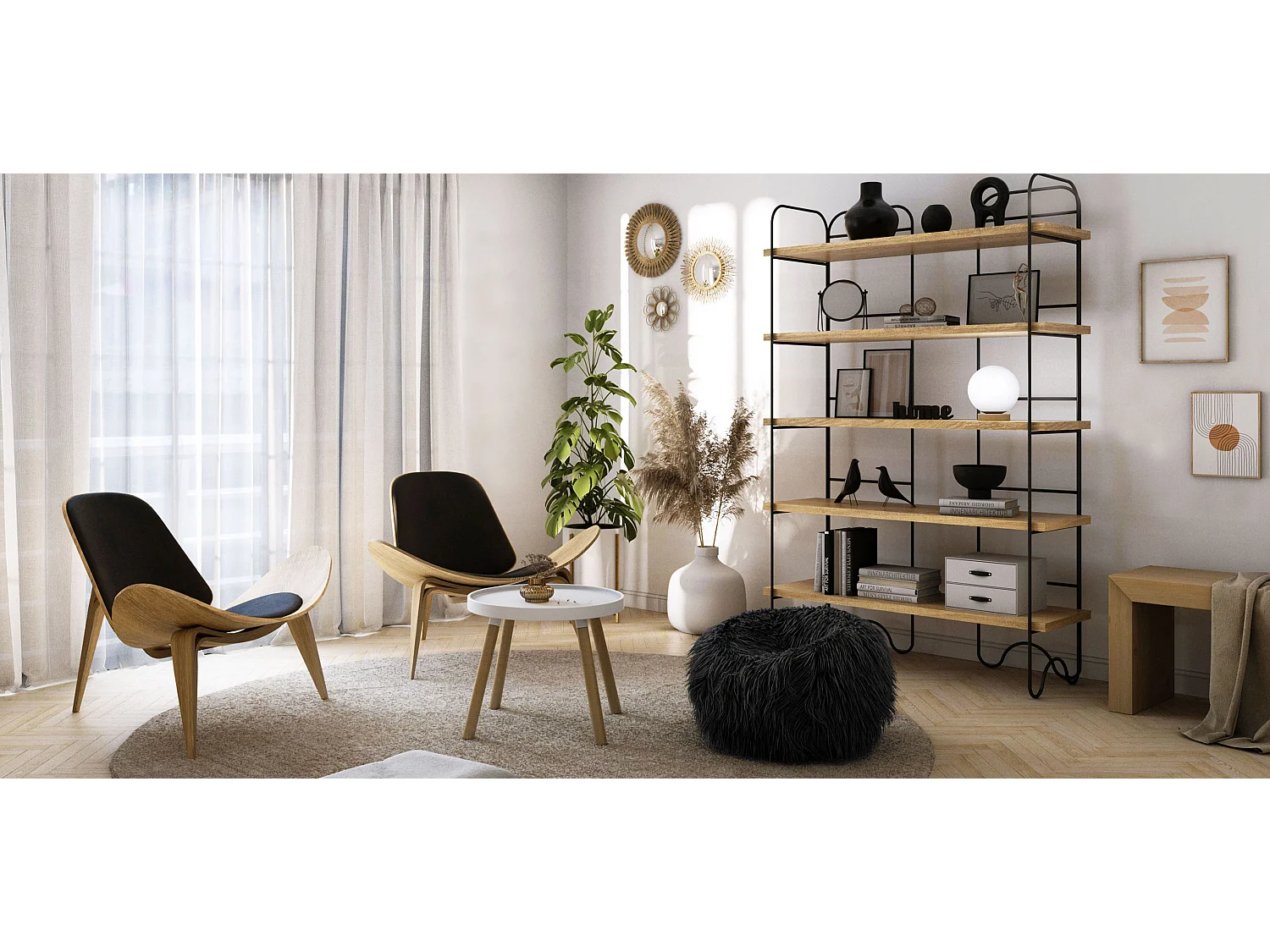 Lampe de Table - Lampe de Salon Design Globe - Mon Bois naturel