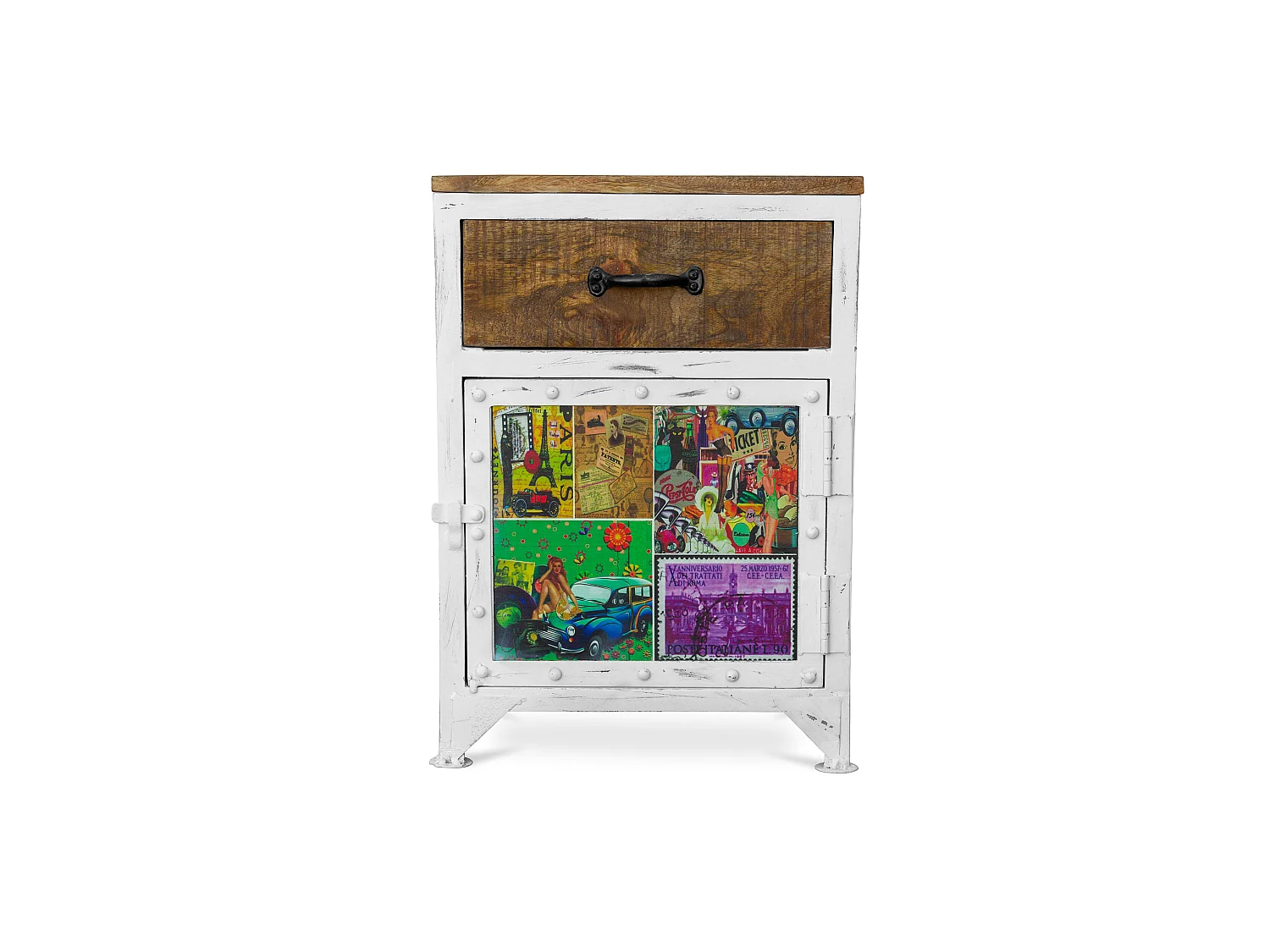 Bedrucktes Nachttisch - Holz - Colin