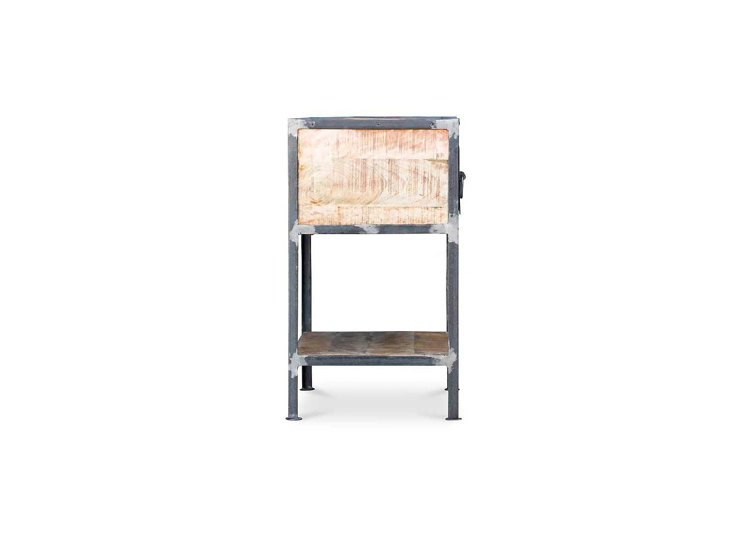 Vintage industrial nachttisch stahl und holz