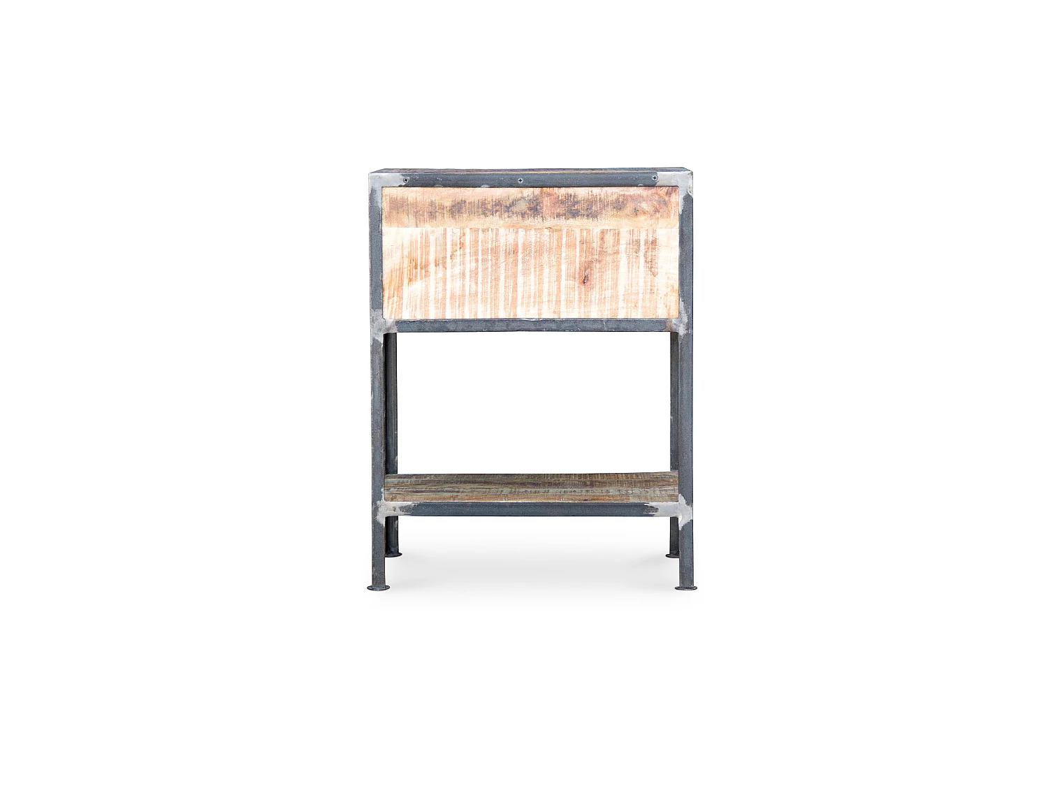 Vintage industrial nachttisch stahl und holz