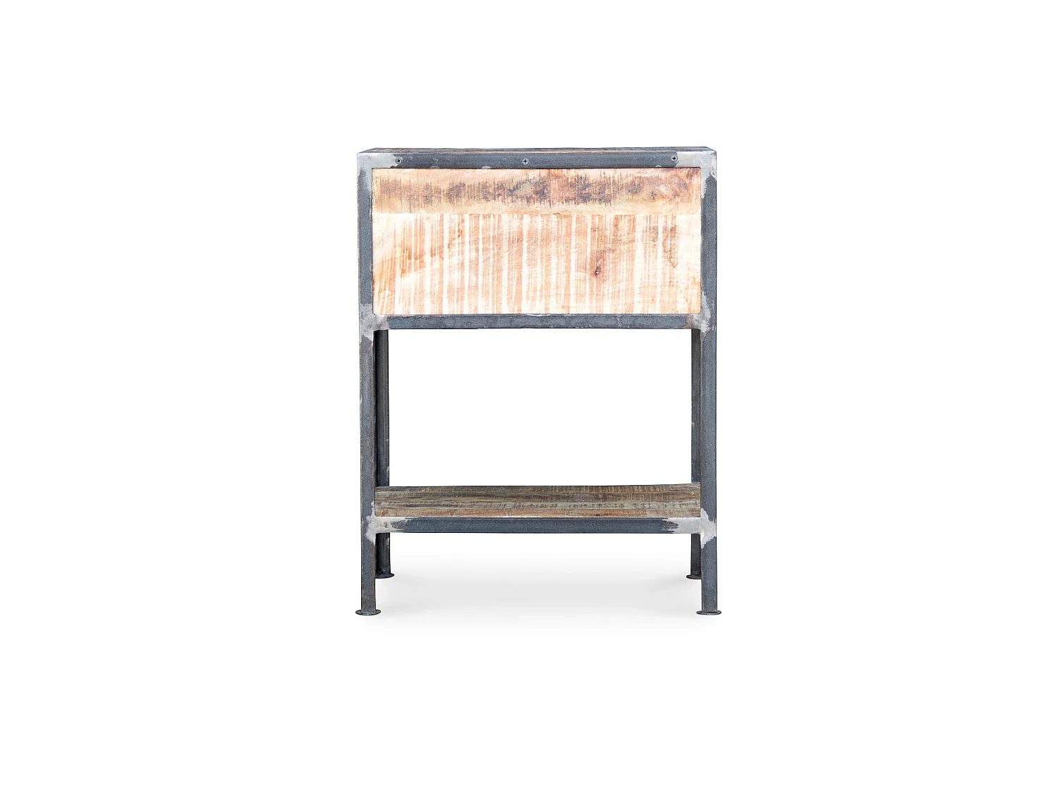 Table de chevet vintage industriel acier et bois Bois naturel