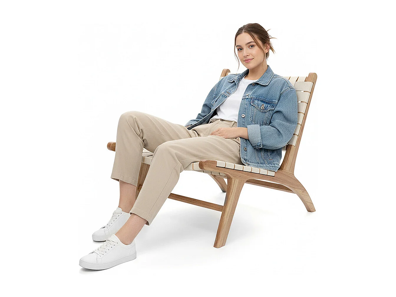 Loungesessel - Handgefertigter Boho-Bali-Design-Sessel - Holz und Seil - Recia