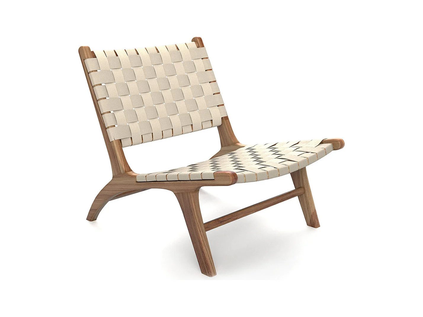 Fauteuil de Salon - Fauteuil de Design Artisanal Boho Bali - Bois et Corde - Recia Beige