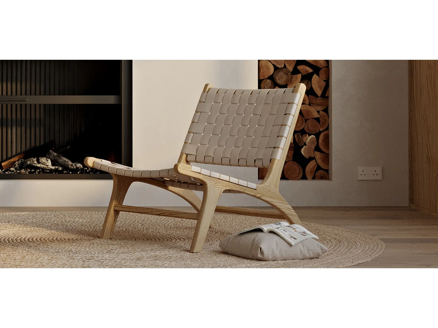Loungesessel - Handgefertigter Boho-Bali-Design-Sessel - Holz und Seil - Recia