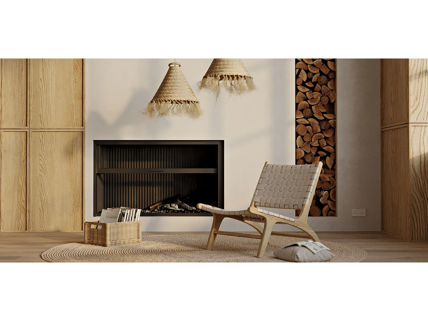 Loungesessel - Handgefertigter Boho-Bali-Design-Sessel - Holz und Seil - Recia