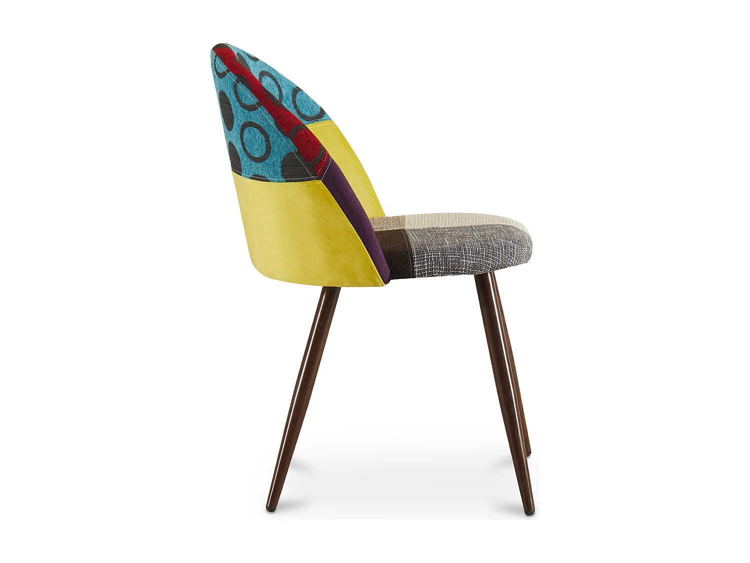 Gepolsterter Esszimmerstuhl mit Patchwork - Skandinavischer Stil - Ray