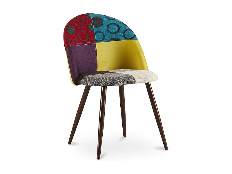 Chaise de salle à manger tapissée en patchwork - Style scandinave - Ray Multicolore