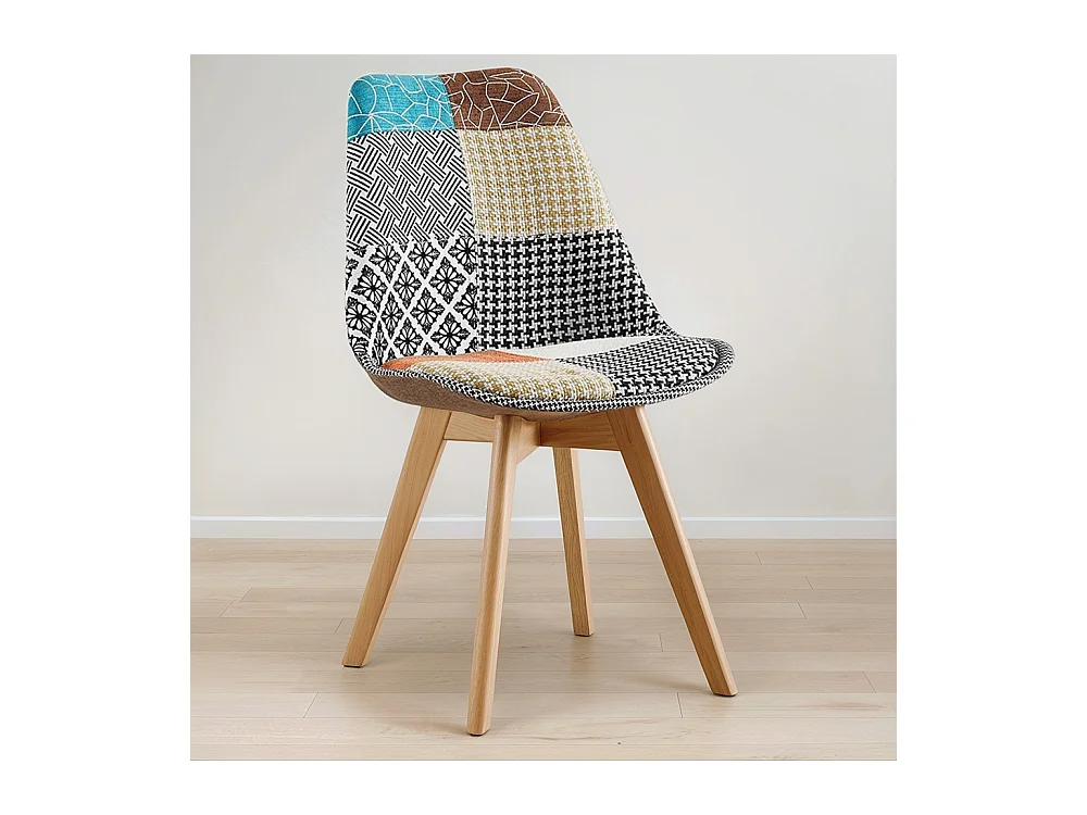 Chaise de Salle à Manger - Revêtement Patchwork - Patty Multicolore