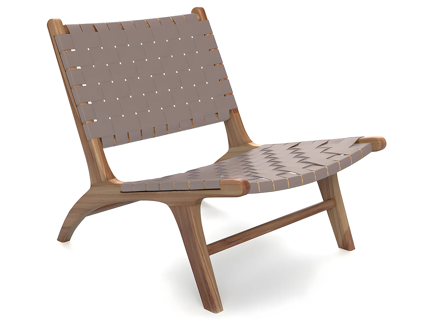 Loungesessel - Boho Bali Design Armchair - Holz und Leder - Recia