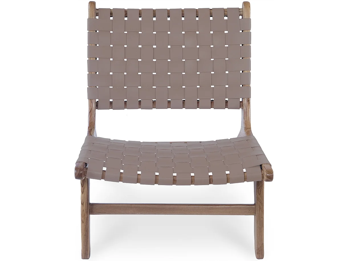 Loungesessel - Boho Bali Design Armchair - Holz und Leder - Recia