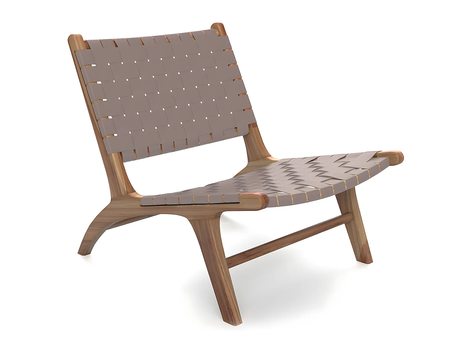 Fauteuil de Salon - Design Boho Bali - Bois et Cuir - Recia Marron