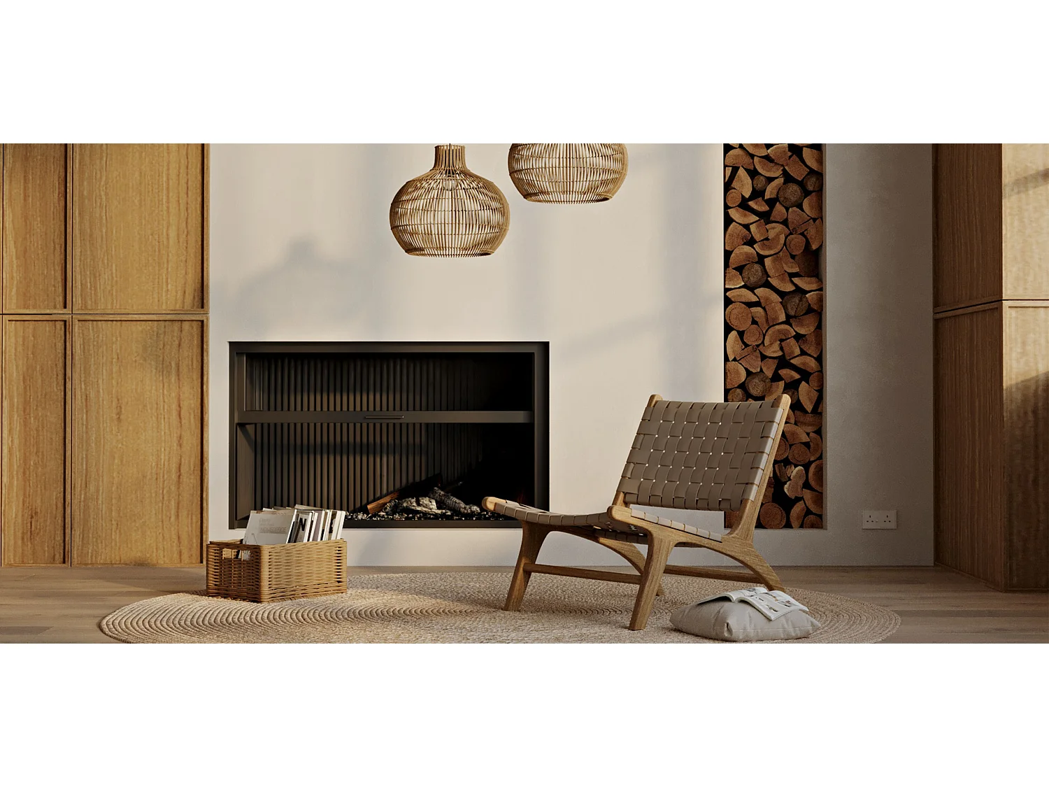 Loungesessel - Boho Bali Design Armchair - Holz und Leder - Recia