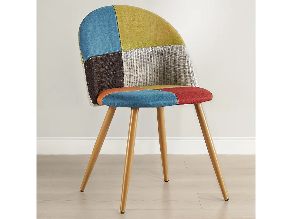 Gepolsterter Esszimmerstuhl mit Patchwork - Skandinavischer Stil - Simona