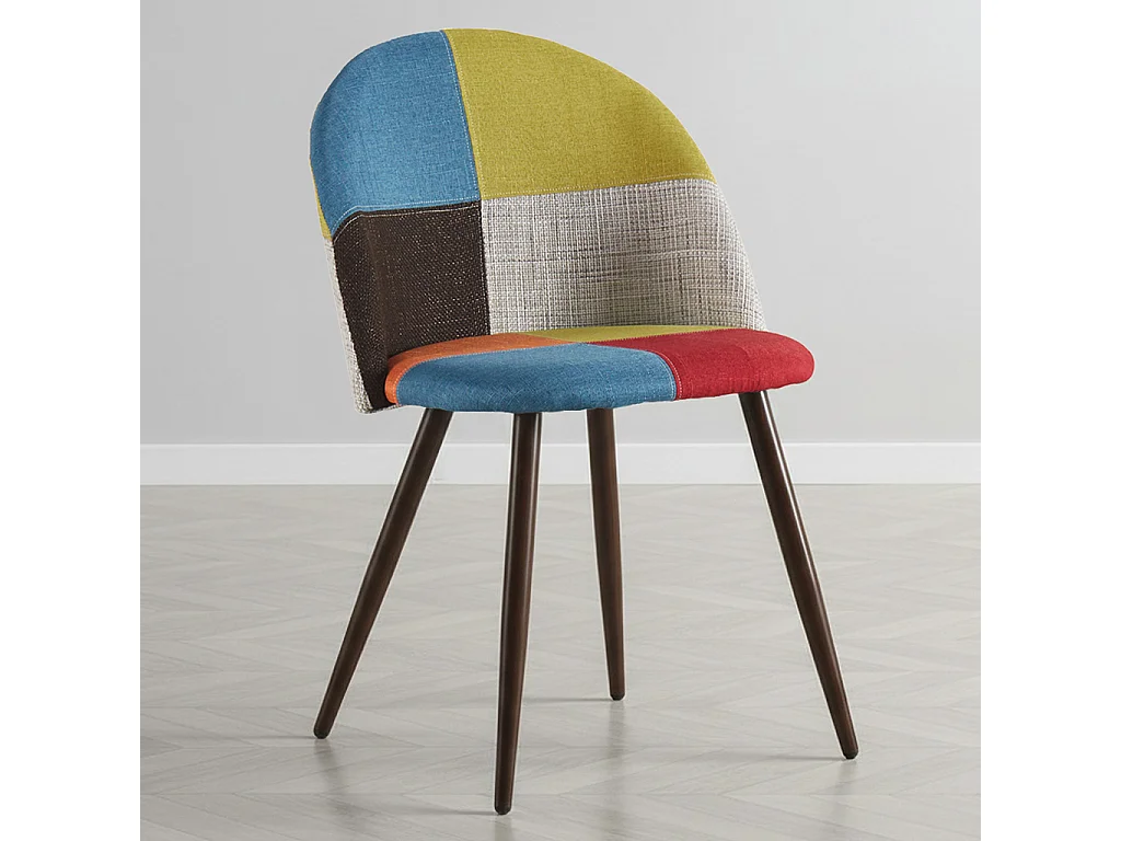 Gepolsterter Esszimmerstuhl mit Patchwork - Skandinavischer Stil - Simona