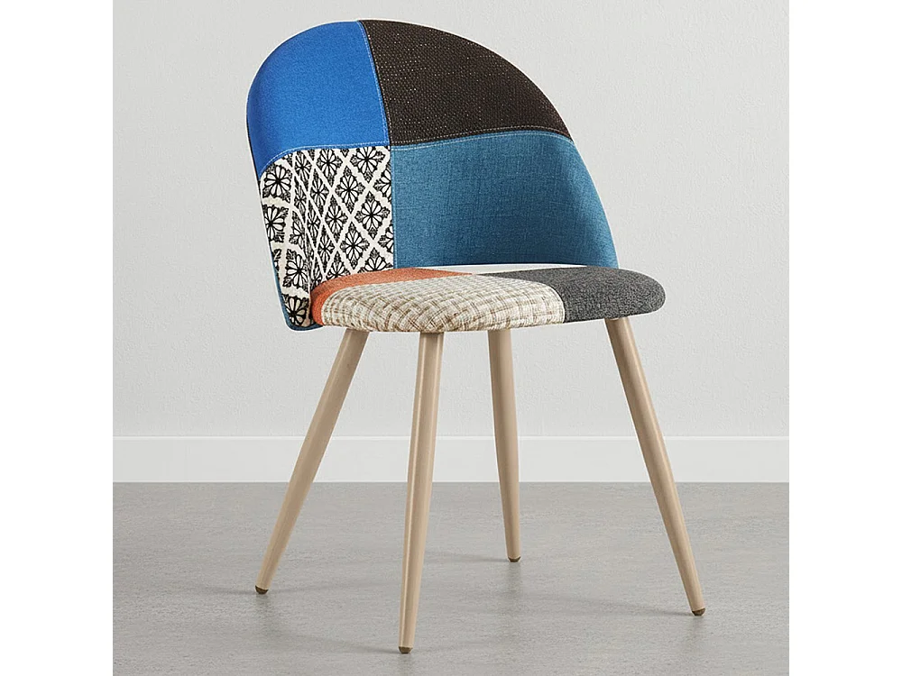 Sedia da pranzo imbottita in patchwork - Stile scandinavo - Evelyne