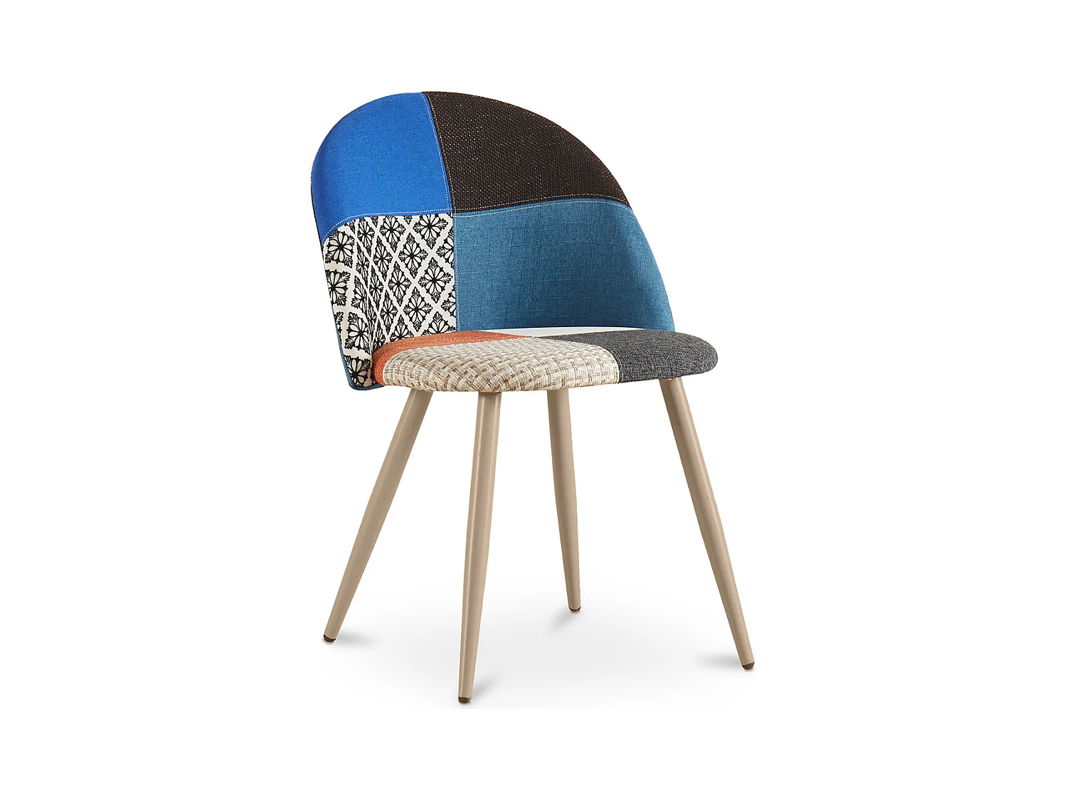 Chaise de salle à manger tapissée en patchwork - Style scandinave - Evelyne  Multicolore