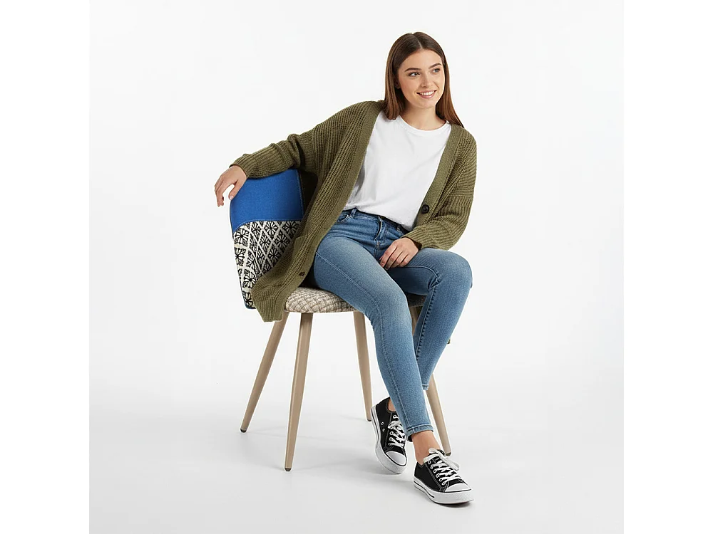 Chaise de salle à manger tapissée en patchwork - Style scandinave - Evelyne  Multicolore