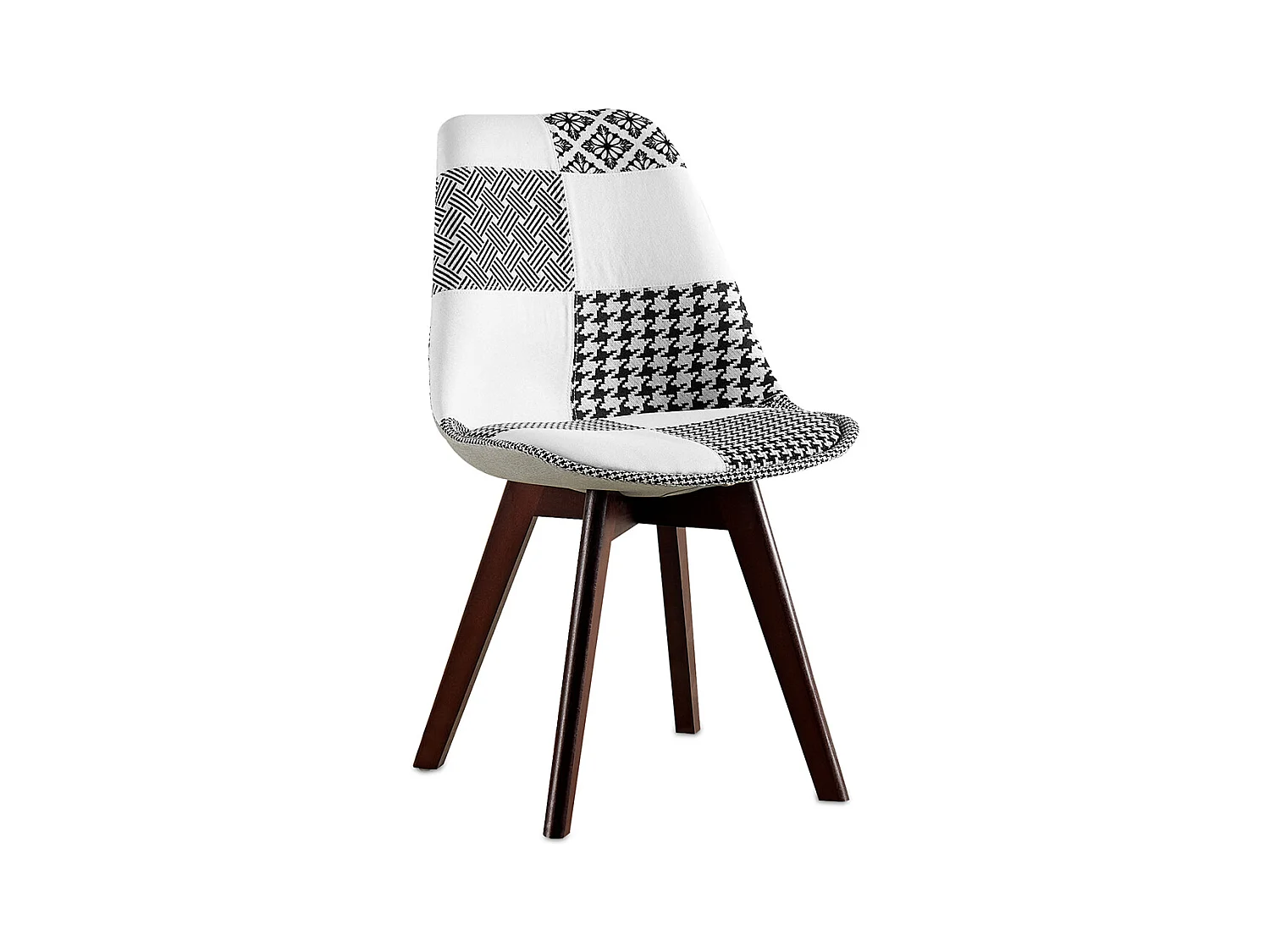 Chaise de salle à manger - tapissée en patchwork noir et blanc - Nouvelle édition - Sam Blanc / Noir