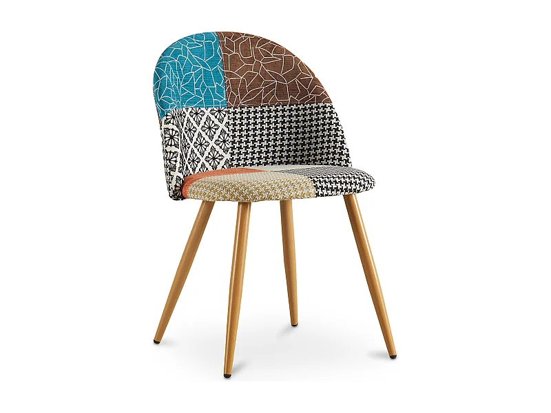 Sedia da pranzo imbottita in patchwork - Stile scandinavo - Patty