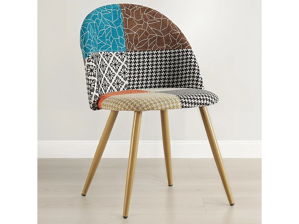 Gepolsterter Esszimmerstuhl mit Patchwork - Skandinavischer Stil - Patty