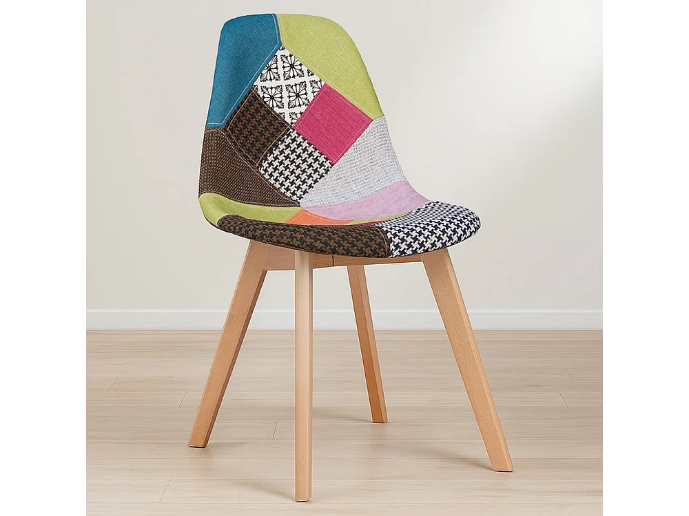 Chaise de Salle à Manger - Revêtement Patchwork - Simona Multicolore