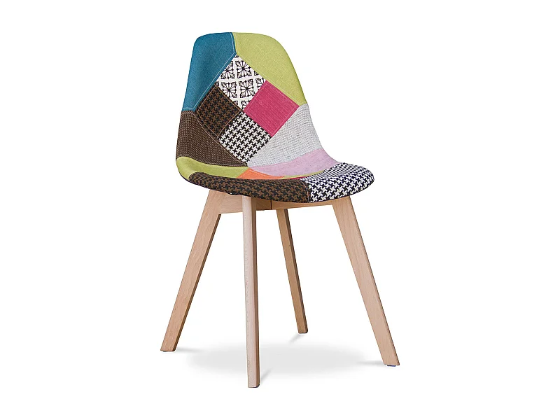 Chaise de Salle à Manger - Revêtement Patchwork - Simona Multicolore