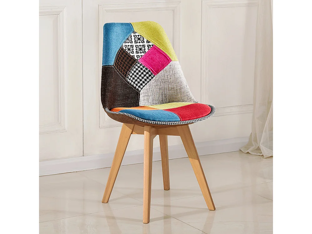 Chaise de Salle à Manger - Revêtement Patchwork - Simona Multicolore