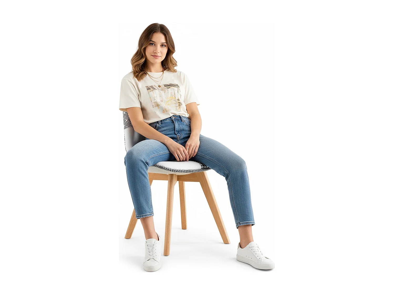 Chaise de salle à manger - Tapisserie patchwork noir et blanc - Nouvelle édition - Sam Blanc / Noir