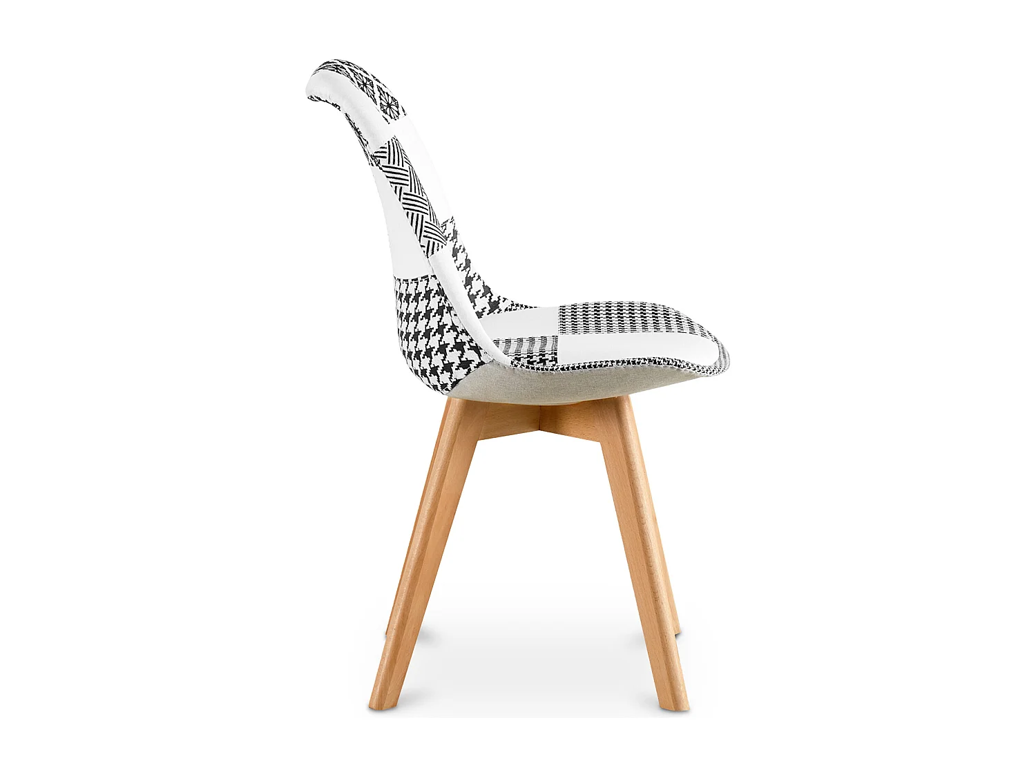 Chaise de salle à manger - Tapisserie patchwork noir et blanc - Nouvelle édition - Sam Blanc / Noir