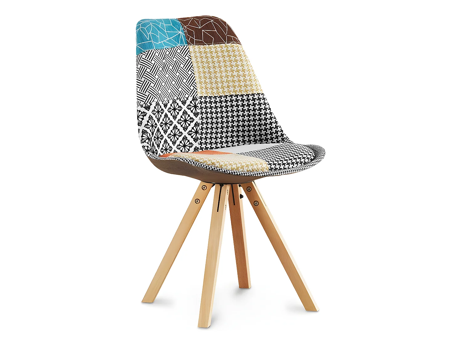Chaise de Salle à Manger - Revêtement Patchwork - Patty Multicolore
