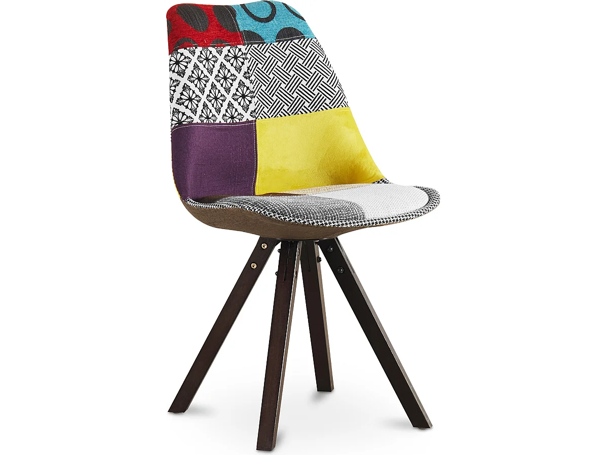 Sedia da pranzo - Rivestita in Patchwork - Ray