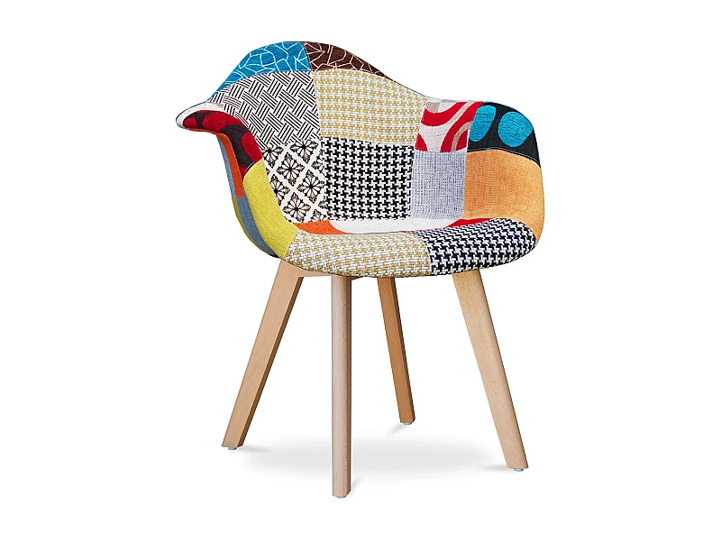 Sedia da pranzo con braccioli - Rivestimento Patchwork - Pixi