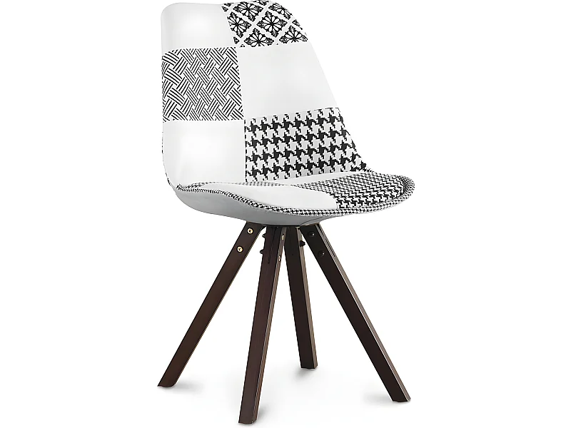 Sedia da pranzo - Rivestita in patchwork - Bianco e nero - Denisse
