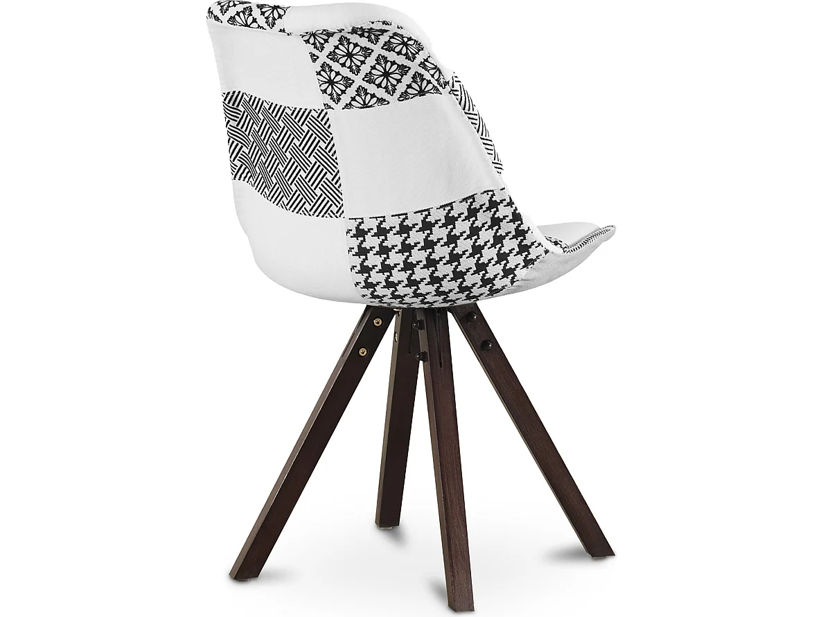 Sedia da pranzo - Rivestita in patchwork - Bianco e nero - Denisse
