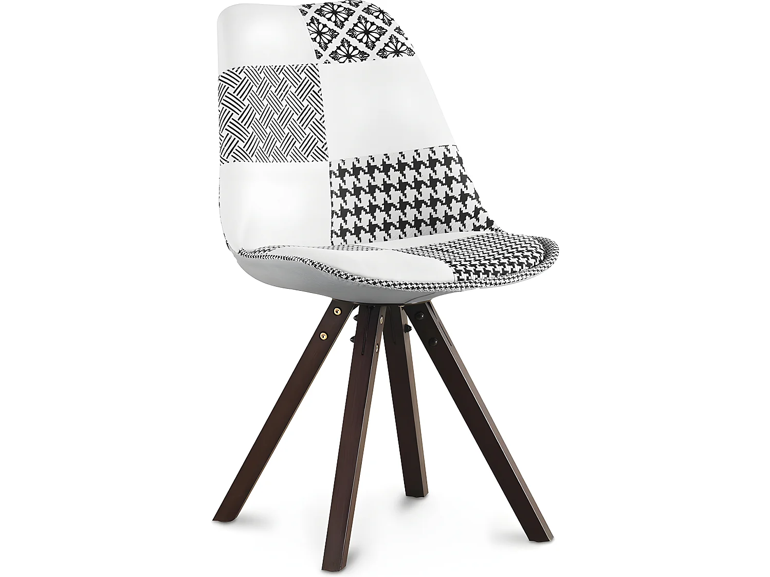 Sedia da pranzo - Rivestita in patchwork - Bianco e nero - Denisse