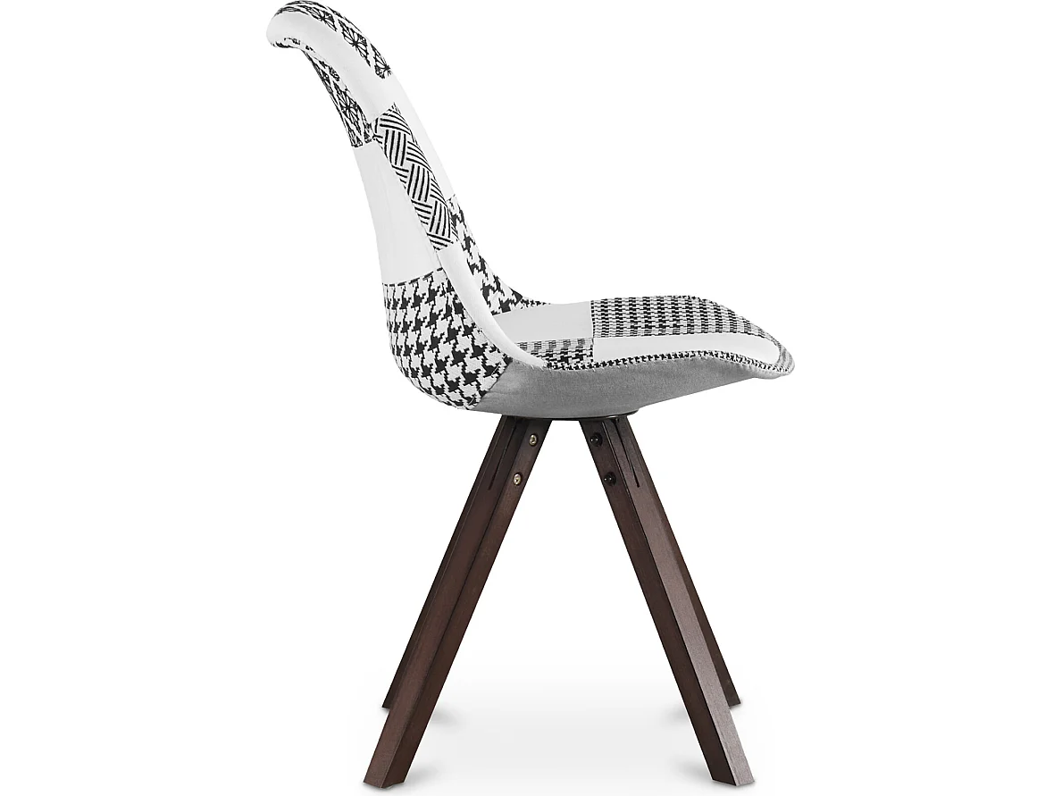 Sedia da pranzo - Rivestita in patchwork - Bianco e nero - Denisse