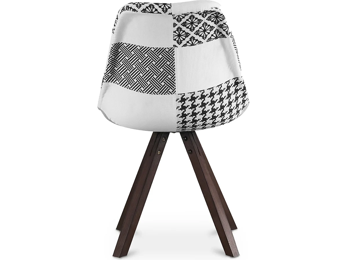 Sedia da pranzo - Rivestita in patchwork - Bianco e nero - Denisse