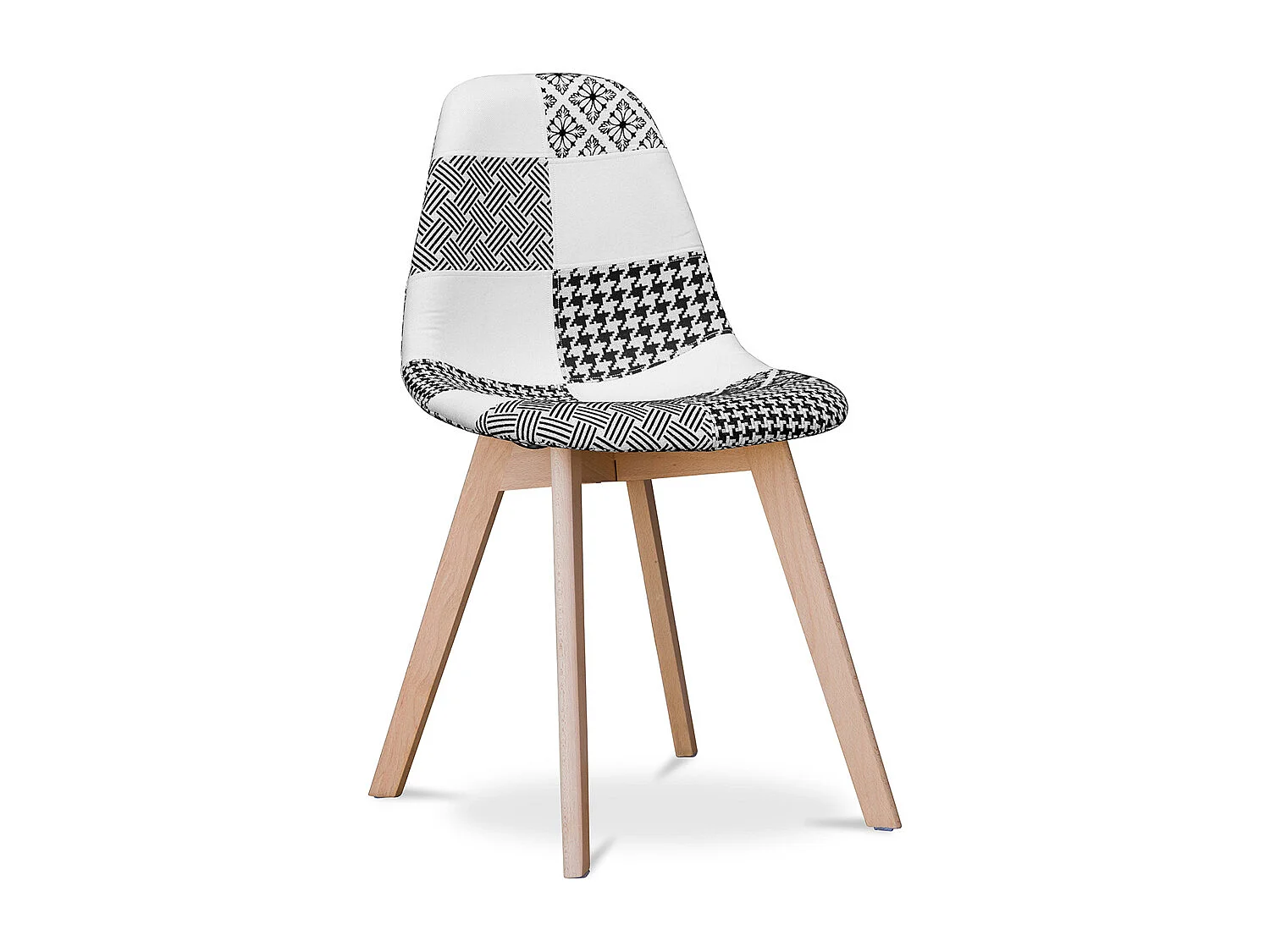 Silla de Comedor - Tapizada en Patchwork Blanco y Negro - Denisse