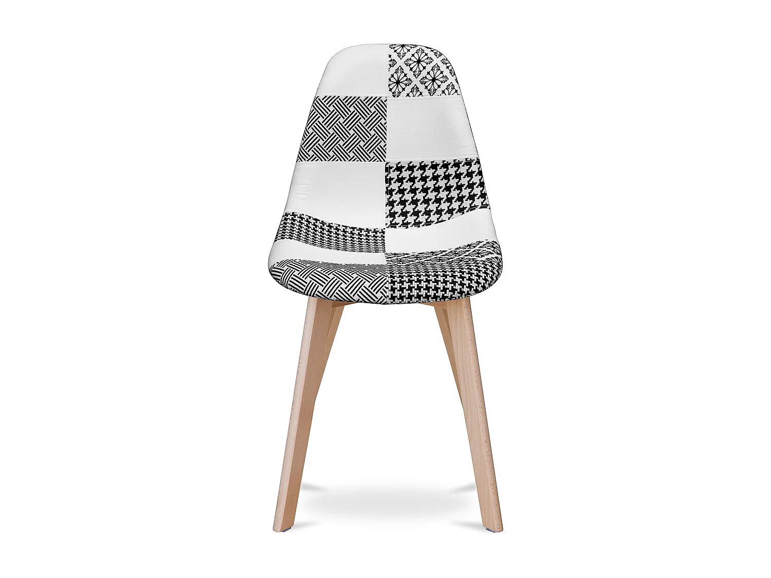 Silla de Comedor - Tapizada en Patchwork Blanco y Negro - Denisse